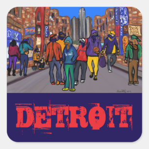 Doxie Town City - DETROIT Quadratischer Aufkleber