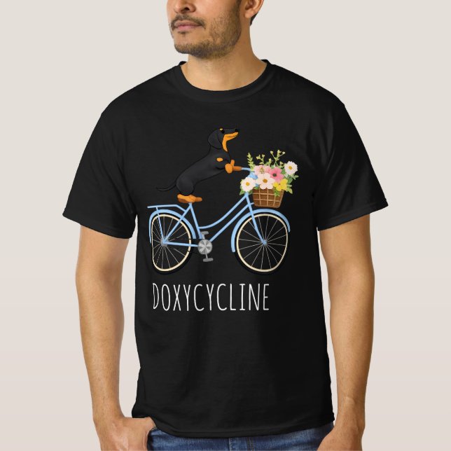 Doxycycline Pharmacy Pun , Dachshund on Bicycle, P T-Shirt (Vorderseite)