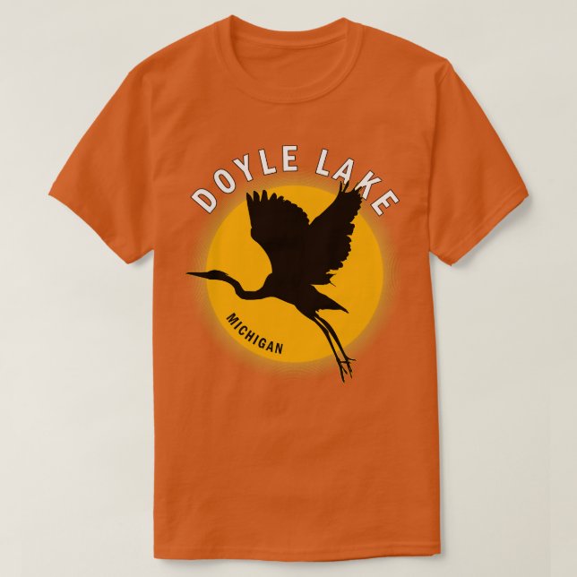 Doyle Lake in Michigan Heron Sunrise T-Shirt (Design vorne)