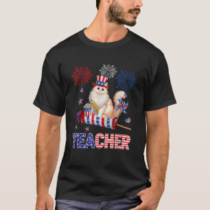 Dozentin Niedlich Angora 4. Juli Amerikanische Fla T-Shirt