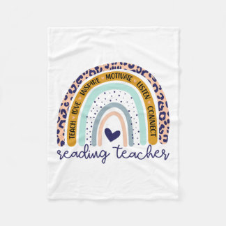 Dozentin Rainbow Leopard Print Reading Specialist Fleecedecke