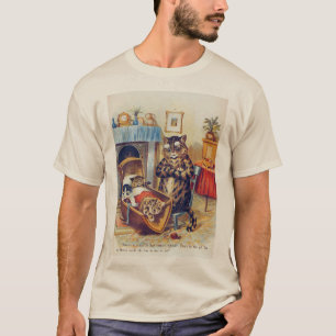 Dozing Cat and Baby Cat, Louis Wain T-Shirt