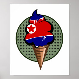 DPRK Eiscreme-Flagge Nordkorea Poster