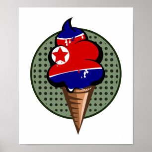 DPRK Eiscreme-Flagge Nordkorea Poster