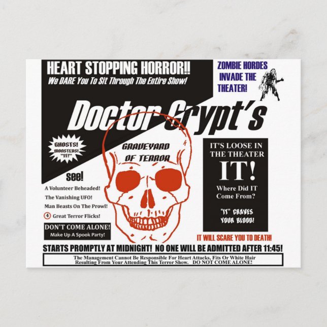 Dr. Crypts Spook Show Postkarte (Vorderseite)