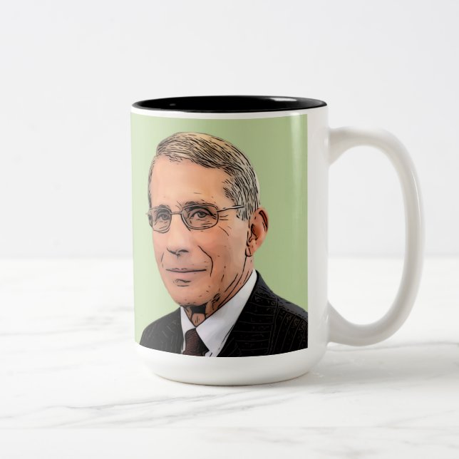 Dr. Fauci, 2-seitig, grau/blassfest Limon Zweifarbige Tasse (Rechts)