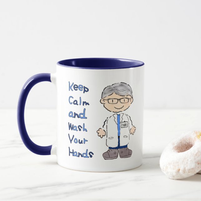 Dr. Fauci| Behalt Ruhe und Hände waschen| Corona Tasse (Mit Donut)