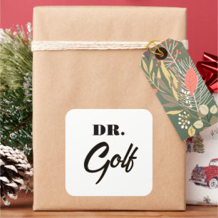 Dr. Golf Lustiges Design für Golf-Fans Quadratischer Aufkleber