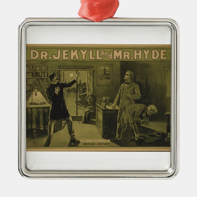 Dr. Jekyll und Theaterplakat 1880 Herr-Hyde Silbernes Ornament (Vorne)