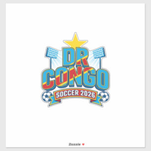 DR Kongo Fußball 2026 Fußball Fett Land Typographi Aufkleber