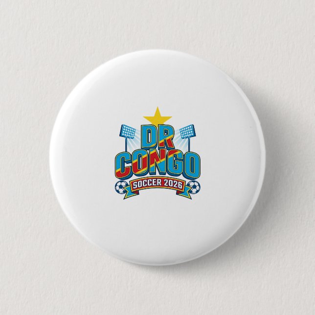 DR Kongo Fußball 2026 Fußball Fett Land Typographi Button (Vorderseite)