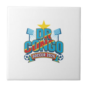 DR Kongo Fußball 2026 Fußball Fett Land Typographi Fliese