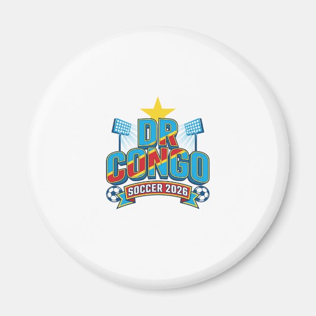 DR Kongo Fußball 2026 Fußball Fett Land Typographi Magnet (Vorne)