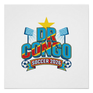 DR Kongo Fußball 2026 Fußball Fett Land Typographi Poster