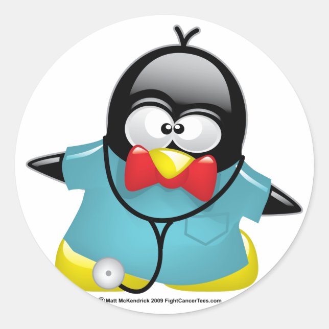 Dr. Penguin Runder Aufkleber (Vorderseite)