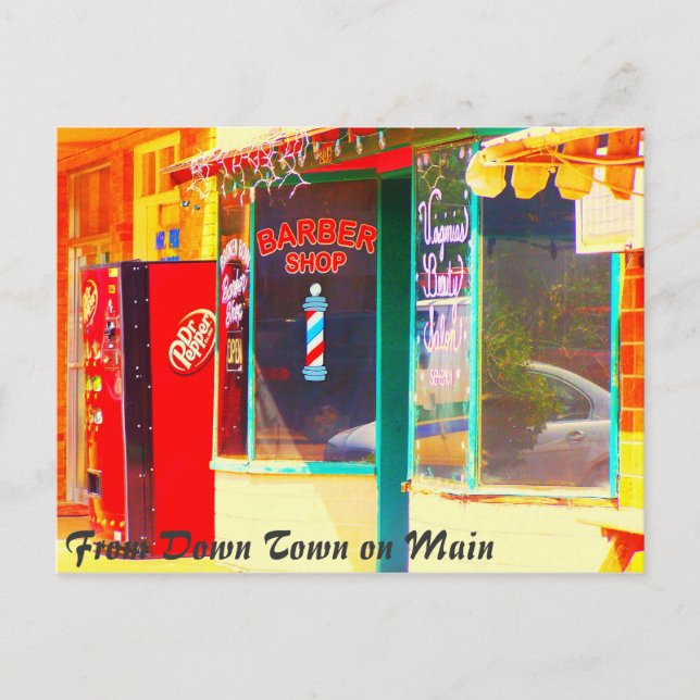 Dr. Pepper und eine Haarkutte Postkarte (Vorderseite)