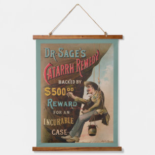 Dr. Sages "Catarrh Remedy" Wandteppich Mit Holzrahmen