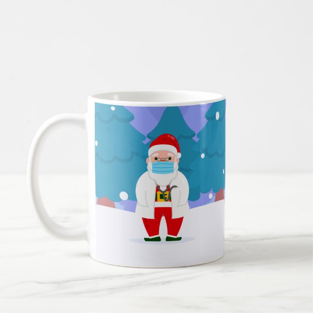 dr santa claus covide Weihnachten Gesichtsmaske Ar Kaffeetasse (Links)