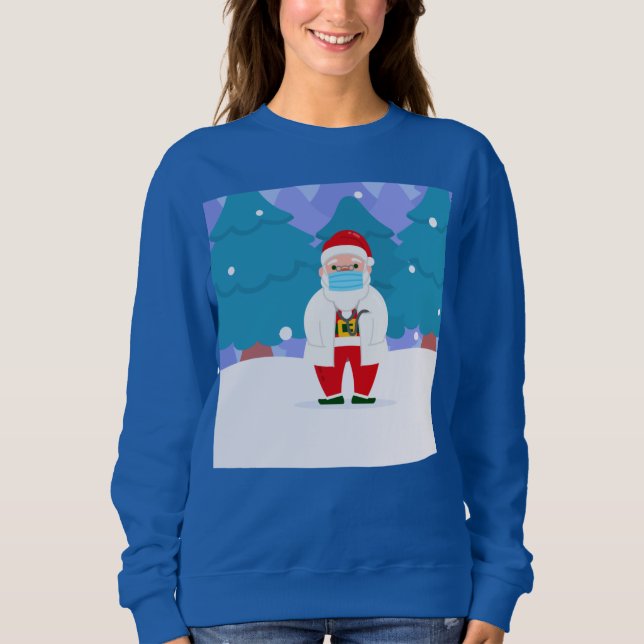 dr santa claus covide Weihnachten Gesichtsmaske Ar Sweatshirt (Vorderseite)