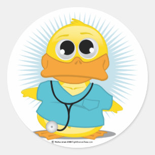 Dr. Scrubs Duck Runder Aufkleber