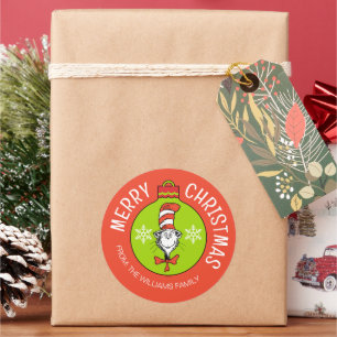 Dr. Seus Katze im Hut Weihnachtsgeschenkmarke Runder Aufkleber