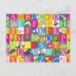 Dr. Seuss' ABC farbenfrohes Blockbuchstaben-Muster Postkarte