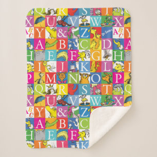 Dr. Seuss' ABC farbenfrohes Blockbuchstaben-Muster Sherpadecke