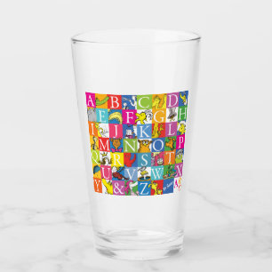 Dr. Seuss' ABC farbenfrohes Blockbuchstabenmuster Glas