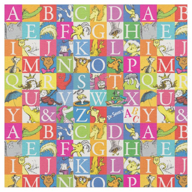 Dr. Seuss' ABC farbenfrohes Blockbuchstabenmuster Stoff (Nahaufnahme)