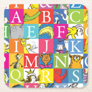 Dr. Seuss' ABC Farbige Blockbuchstaben-Muster Rechteckiger Pappuntersetzer