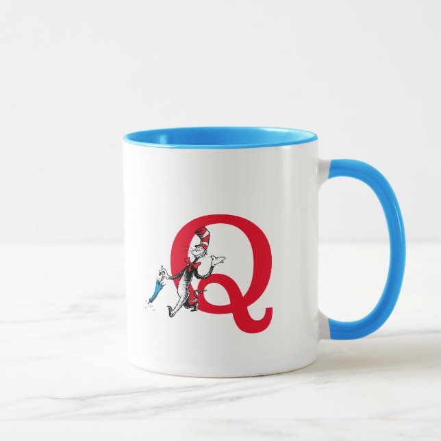 Dr. Seuss Cat im Hat Umbrella Walk Monogram Q Tasse (Rechts)