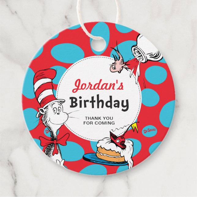 Dr. Seuss Cat in the Hat Birthday Gunst Geschenkanhänger (Vorderseite)
