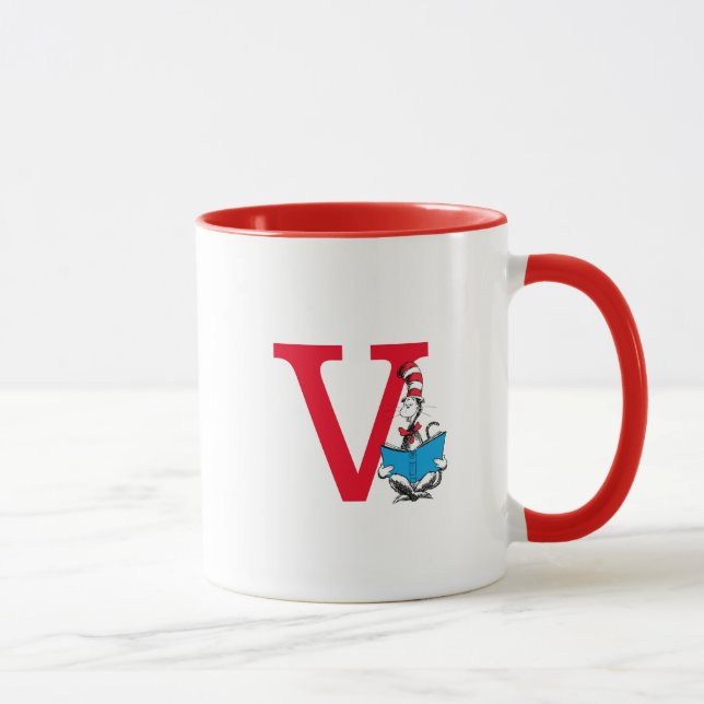 Dr. Seuss Cat in the Hat - Reading Monogram V Tasse (Rechts)