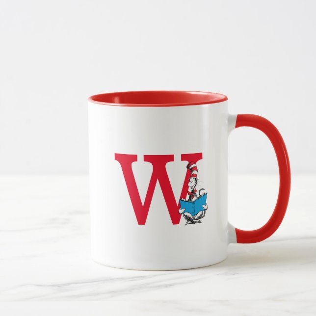 Dr. Seuss Cat in the Hat - Reading Monogram W Tasse (Rechts)