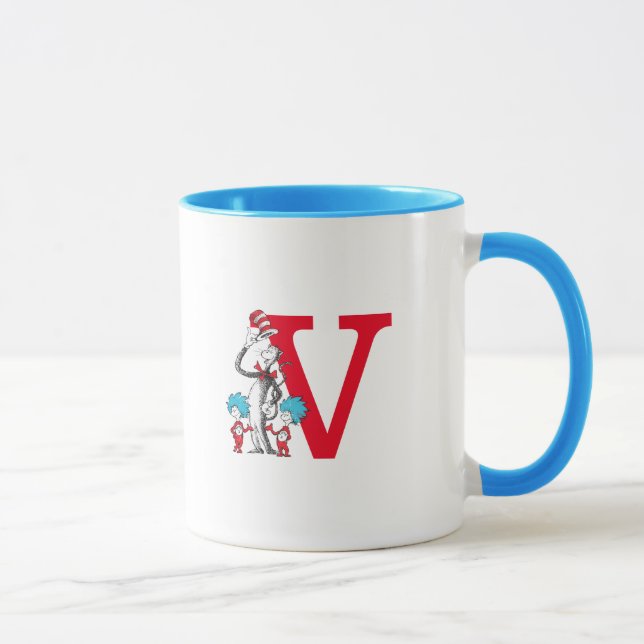 Dr. Seuss Cat in the Hat, Thing One Monogram V Tasse (Rechts)