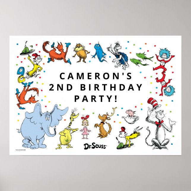 Dr. Seuss Character Confetti | KINDERGEBURTSTAG Poster (Vorne)