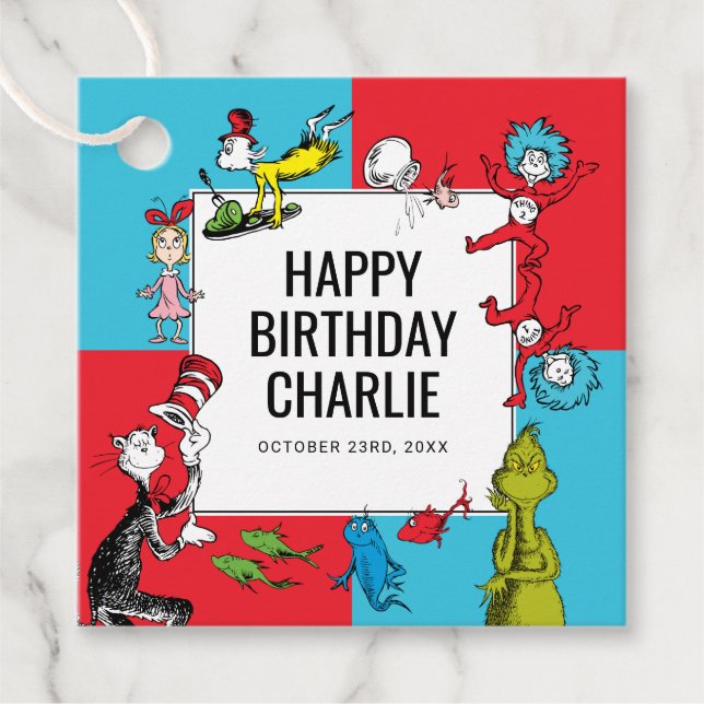 Dr. Seuss - Charaktere | KINDERGEBURTSTAG Geschenkanhänger (Vorderseite)