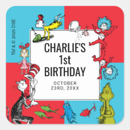 Dr. Seuss - Charaktere | KINDERGEBURTSTAG Quadratischer Aufkleber