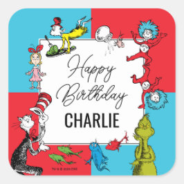 Dr. Seuss - Charaktere | KINDERGEBURTSTAG Quadratischer Aufkleber