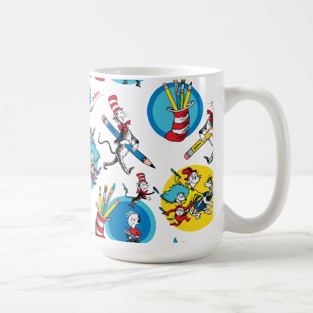Dr. Seuss | Charaktere mit Bleistiften Muster Kaffeetasse (Rechts)