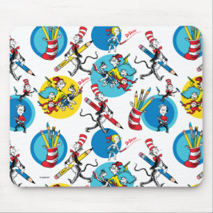 Dr. Seuss Charaktere mit Bleistiften Muster Mousepad