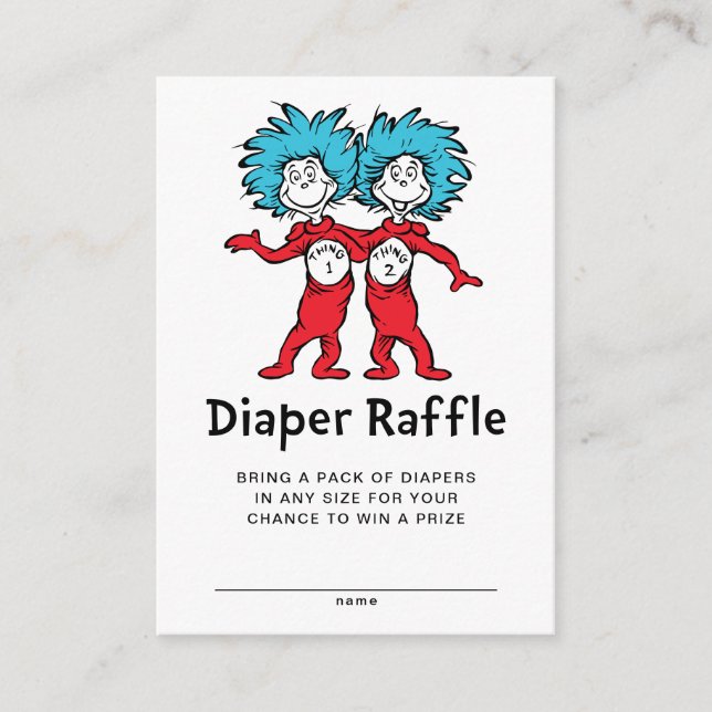 Dr. Seuss, das eine Sache zwei Twin Diaper Raffle Begleitkarte (Vorderseite)