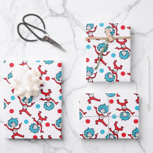 Dr. Seuss, die zwei Dinge | Twins Baby Dusche Geschenkpapier Set (Vorderseite)