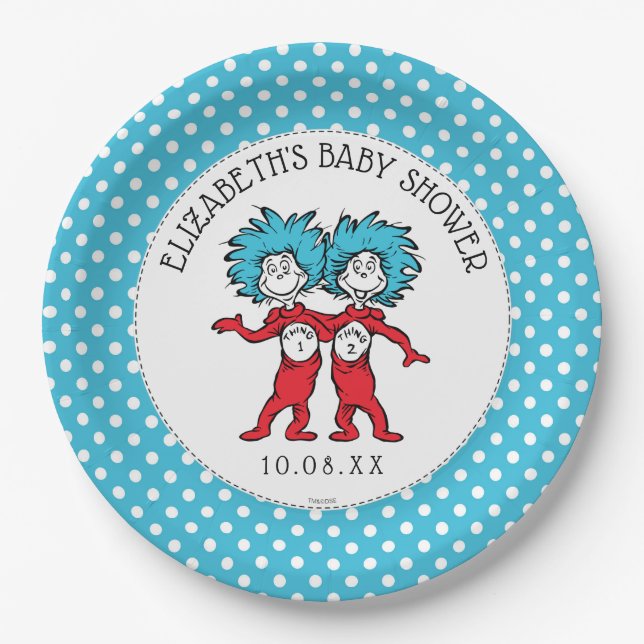 Dr. Seuss, die zwei Dinge | Twins Baby Dusche Pappteller (Vorderseite)