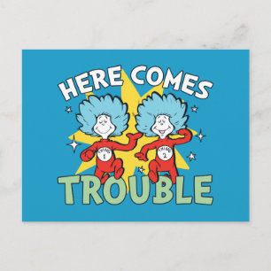 Dr. Seuss Ding Eins Ding Zwei Ärger kommt Postkarte