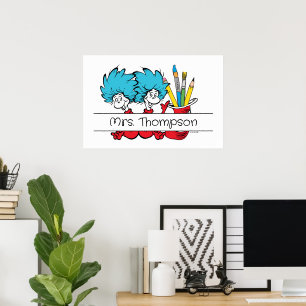 Dr. Seuss Ding Eins Ding Zwei Lehrer Name Poster