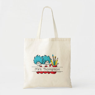 Dr. Seuss Ding Eins Ding Zwei Lehrer Name Tragetasche