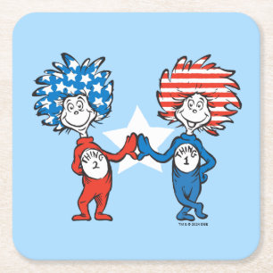 Dr. Seuss Ding Eins Ding Zwei Patriotische Grafi Rechteckiger Pappuntersetzer