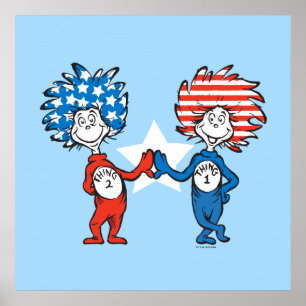 Dr. Seuss Ding Eins Ding Zwei Patriotisches Graf Poster