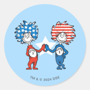 Dr. Seuss Ding Eins Ding Zwei Patriotisches Graf Runder Aufkleber